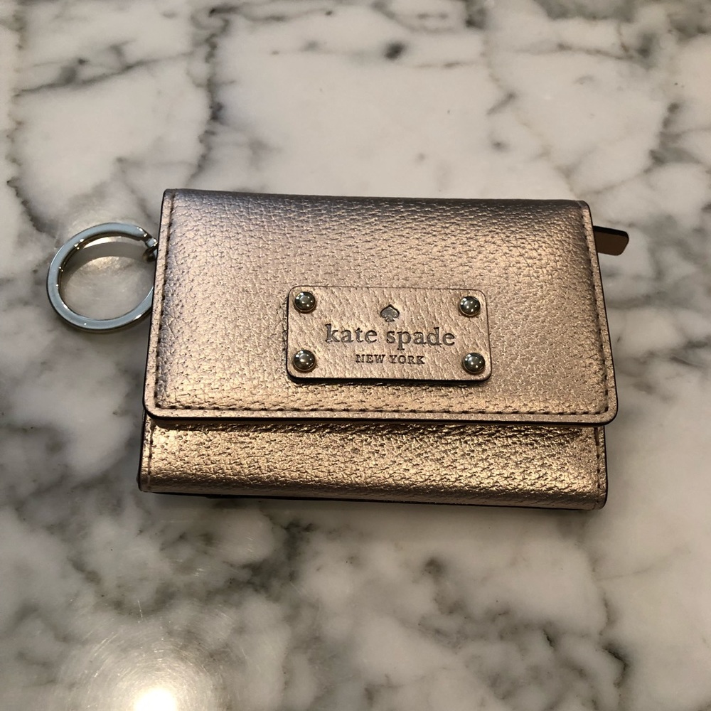 Kate Spade Gold pebble leather coin wallet